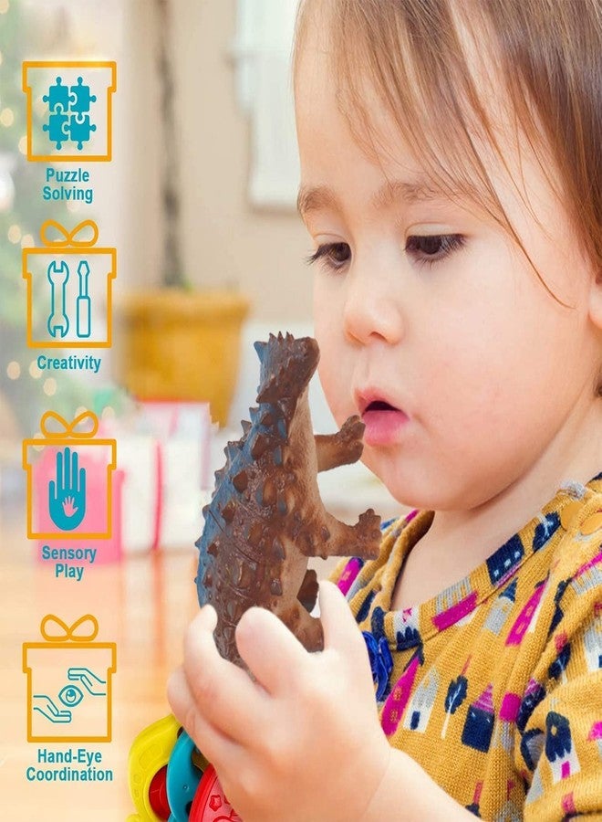 OANGO Pack of Medium Large Sized Wild Animal Dinosaur Rubber Play Toy for Kids Baby 2 3 4 5 Year Old, Non-Toxic (Wild Animal Dinosaur) (Pack of 18) - Image 4